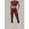 Бесшовный женский фитнес комплект Crop T-shirt + Leggings model 142